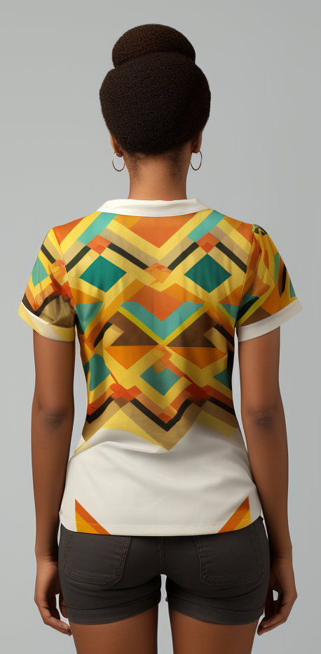 Kente geometric pattern womens v neck short sleeve shirt