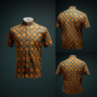 Men's Aguayo Pattern Mandarin Collar Short Sleeve Shirt front and back view