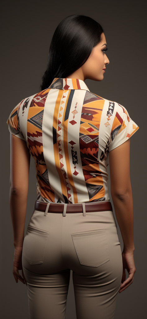 South American Aguayo Geometric Pattern Womens Casual Short Sleeve Shirt