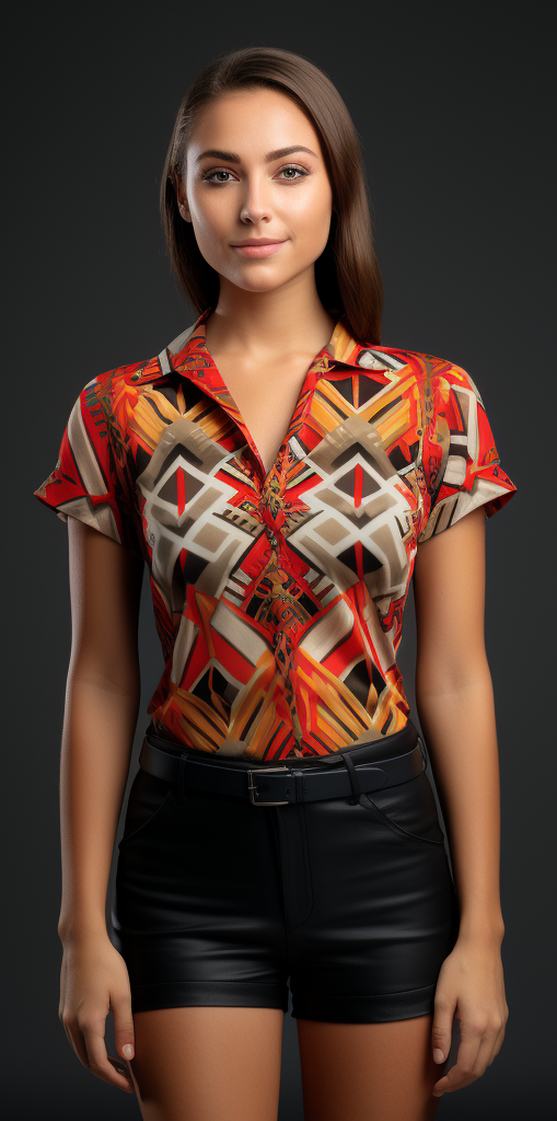 South American Aguayo Women's Short Sleeve Shirt full body front view